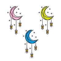 Ramadan Kareem background design. Background for greeting card with moon, lantern and calligraphy vector