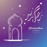 Ramadan Kareem background design. Background for greeting card with mosque and calligraphy vector