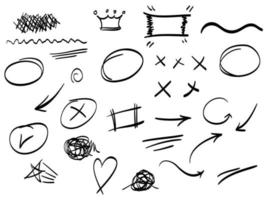 hand drawn set of abstract doodle elements. use for concept design. isolated on white background. vector illustration