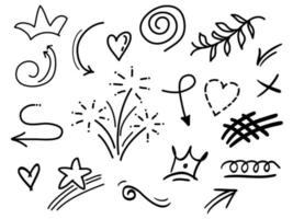 hand drawn set of abstract doodle elements. use for concept design. isolated on white background. vector illustration