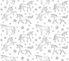 Vector seamless pattern of hand drawn unicorn