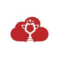 diseño del logotipo de la copa de premios en la nube. diseño de icono de trofeo. plantilla de logotipo de premio vector