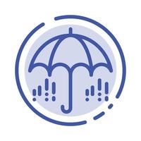 Umbrella Rain Weather Spring Blue Dotted Line Line Icon vector