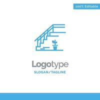 escaleras piso de arriba etapa hogar azul sólido logotipo plantilla lugar para eslogan vector