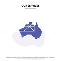 nuestros servicios australia mapa país bandera icono de glifo sólido plantilla de tarjeta web vector