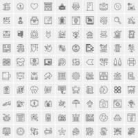 paquete de 100 iconos de líneas universales para móviles y web vector