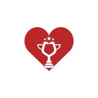 Creative modern trophy logo with heart icon vector template. Award logo template.