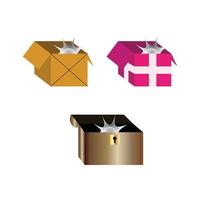 open boxes with shine going out of them icon isolated on white background vector