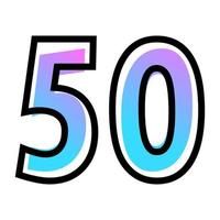 Vector number 50 with blue-purple gradient color and black outline