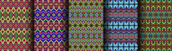 colorful modern ethnic pattern collection bundle vector