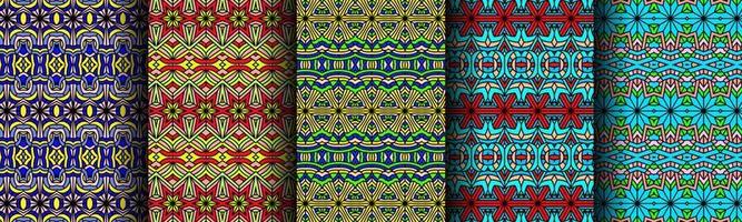 colorful modern ethnic pattern collection bundle vector