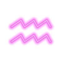 Pink neon zodiac sign Aquarius on white. Predictions, astrology, horoscope. vector