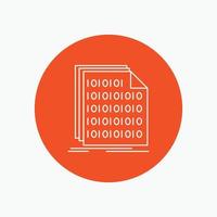 Binary. code. coding. data. document White Line Icon in Circle background. vector icon illustration