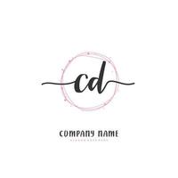 CD Initial handwriting and signature logo design with circle. Beautiful design handwritten logo for fashion, team, wedding, luxury logo. vector