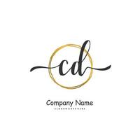 cd escritura inicial a mano y diseño de logotipo de firma con círculo. hermoso diseño de logotipo escrito a mano para moda, equipo, boda, logotipo de lujo. vector