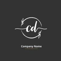 cd escritura inicial a mano y diseño de logotipo de firma con círculo. hermoso diseño de logotipo escrito a mano para moda, equipo, boda, logotipo de lujo. vector