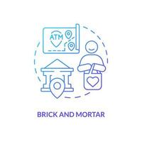 Brick and mortar blue gradient concept icon. Street side establishment. Savings account service abstract idea thin line illustration. Isolated outline drawing. vector