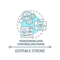 Monitoring and controlling phase turquoise concept icon. Project management abstract idea thin line illustration. Isolated outline drawing. Editable stroke. vector