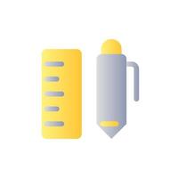 School stationery flat gradient two-color ui icon. Pen with ruler. Writing materials. Back-to-school. Simple filled pictogram. GUI, UX design for mobile application. Vector isolated RGB illustration