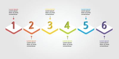 timeline step chart template for infographic for presentation for 6 element vector