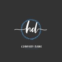 HD Initial handwriting and signature logo design with circle. Beautiful design handwritten logo for fashion, team, wedding, luxury logo. vector