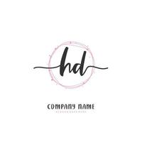 hd escritura a mano inicial y diseño de logotipo de firma con círculo. hermoso diseño de logotipo escrito a mano para moda, equipo, boda, logotipo de lujo. vector