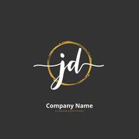 JD Initial handwriting and signature logo design with circle. Beautiful design handwritten logo for fashion, team, wedding, luxury logo. vector