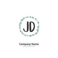 jd escritura a mano inicial y diseño de logotipo de firma con círculo. hermoso diseño de logotipo escrito a mano para moda, equipo, boda, logotipo de lujo. vector