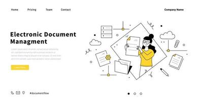 Electronic document management landing page vector