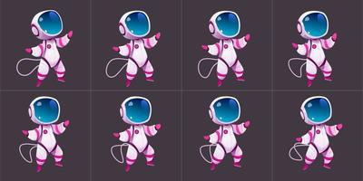 hoja de sprite de animación de un lindo astronauta caminando vector