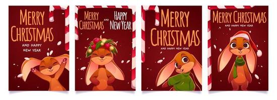 Set of Merry Christmas and New Year card templates vector