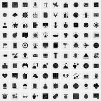 Set of 100 Business Solid Glyph icons vector