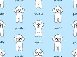 Poodle cartoon character seamless pattern on blue background vector