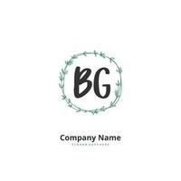 BG Initial handwriting and signature logo design with circle. Beautiful design handwritten logo for fashion, team, wedding, luxury logo. vector