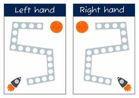 Desarrollo de juegos lógicos de conexiones interhemisféricas. pegar plastilina mano izquierda y derecha. neurogamer para niño.