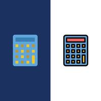 Calculator Calculate Education  Icons Flat and Line Filled Icon Set Vector Blue Background