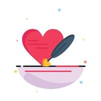 pluma amor corazón boda empresa logotipo plantilla color plano vector