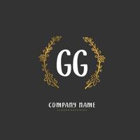 GG Initial handwriting and signature logo design with circle. Beautiful design handwritten logo for fashion, team, wedding, luxury logo. vector