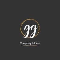 GG Initial handwriting and signature logo design with circle. Beautiful design handwritten logo for fashion, team, wedding, luxury logo. vector