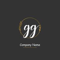 GG Initial handwriting and signature logo design with circle. Beautiful design handwritten logo for fashion, team, wedding, luxury logo. vector