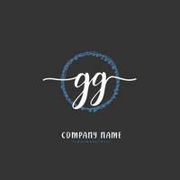 GG Initial handwriting and signature logo design with circle. Beautiful design handwritten logo for fashion, team, wedding, luxury logo. vector