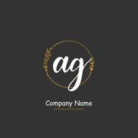 ag escritura inicial a mano y diseño de logotipo de firma con círculo. hermoso diseño de logotipo escrito a mano para moda, equipo, boda, logotipo de lujo. vector