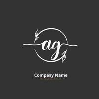 AG Initial handwriting and signature logo design with circle. Beautiful design handwritten logo for fashion, team, wedding, luxury logo. vector