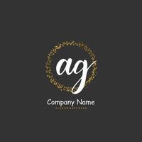 ag escritura inicial a mano y diseño de logotipo de firma con círculo. hermoso diseño de logotipo escrito a mano para moda, equipo, boda, logotipo de lujo. vector