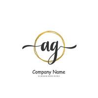 AG Initial handwriting and signature logo design with circle. Beautiful design handwritten logo for fashion, team, wedding, luxury logo. vector