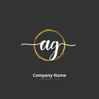 AG Initial handwriting and signature logo design with circle. Beautiful design handwritten logo for fashion, team, wedding, luxury logo. vector