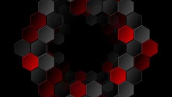 Red black tech hexagons abstract background photo