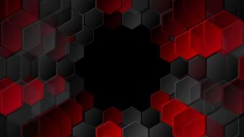 Red black tech hexagons abstract background photo