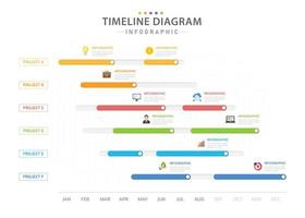 Infographic template for business. 12 Months modern Timeline diagram calendar with project title and progress bar, presentation vector infographic.