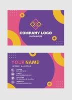 Purple geometrical shape business card and name card vector design